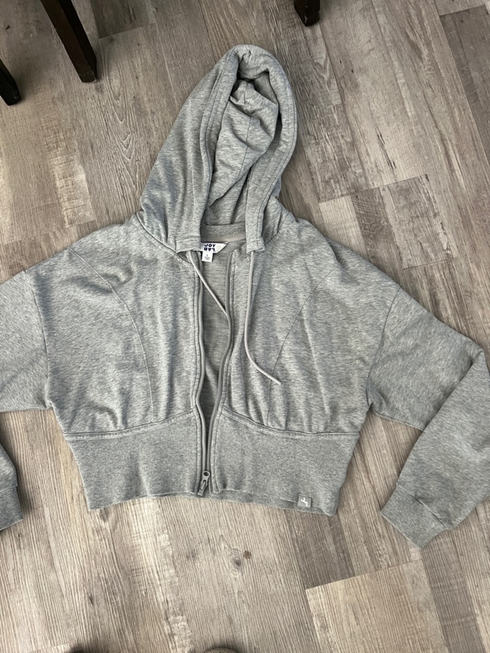 JoyLab Gray Cropped Zip Hoodie Jacket